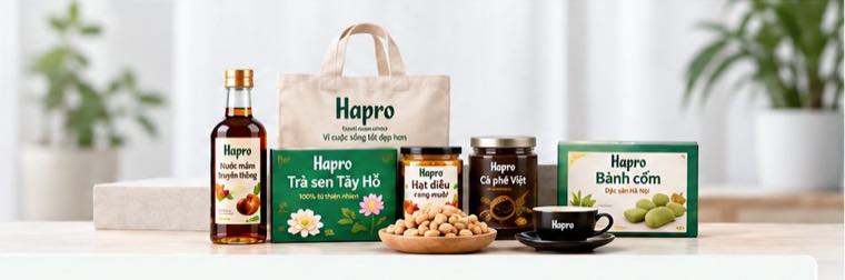 Các sản phẩm Hapro: trà sen, đồ uống, hạt điều và bánh cốm